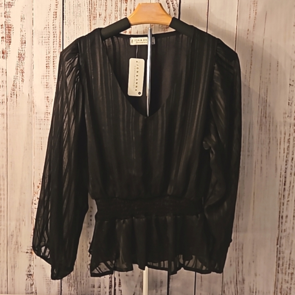 Jon & Anna Contemporary Semi-Sheer V-neck Blouse